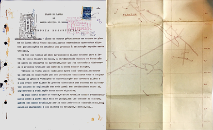 Documento e planta histórica das Minas do Bessa